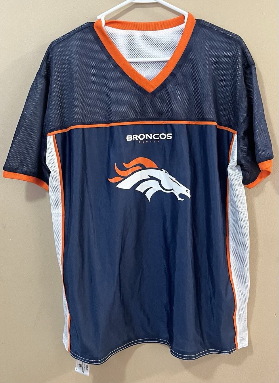 Denver Broncos BDA Reversible Flag Football Jersey Adult XL Navy White Mesh NFL